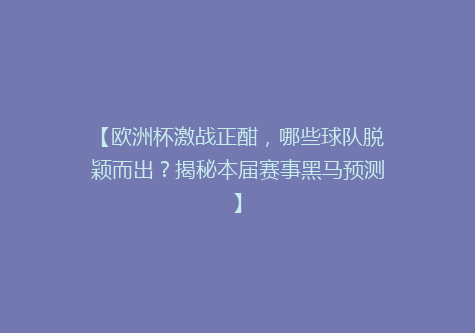 【欧洲杯激战正酣，哪些球队脱颖而出？揭秘本届赛事黑马预测】