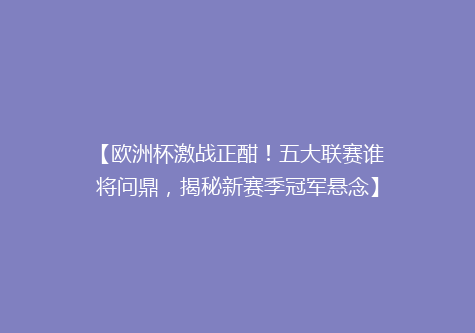 【欧洲杯激战正酣！五大联赛谁将问鼎，揭秘新赛季冠军悬念】