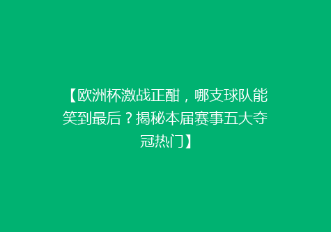 【欧洲杯激战正酣，哪支球队能笑到最后？揭秘本届赛事五大夺冠热门】
