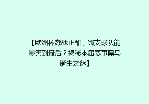 【欧洲杯激战正酣，哪支球队能够笑到最后？揭秘本届赛事黑马诞生之谜】