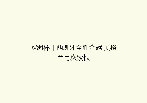 欧洲杯丨西班牙全胜夺冠 英格兰再次饮恨