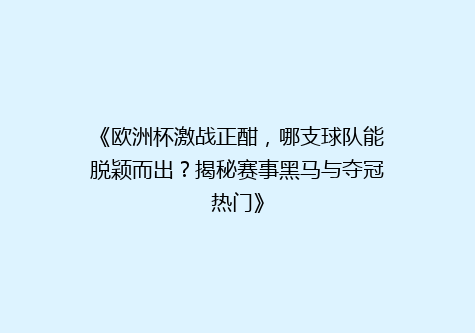 《欧洲杯激战正酣，哪支球队能脱颖而出？揭秘赛事黑马与夺冠热门》