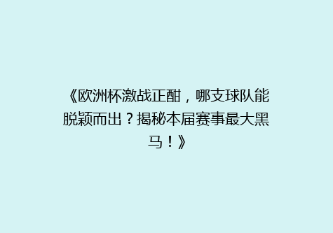 《欧洲杯激战正酣，哪支球队能脱颖而出？揭秘本届赛事最大黑马！》