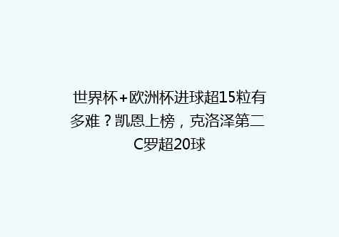 世界杯+欧洲杯进球超15粒有多难？凯恩上榜，克洛泽第二 C罗超20球