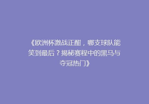 《欧洲杯激战正酣，哪支球队能笑到最后？揭秘赛程中的黑马与夺冠热门》