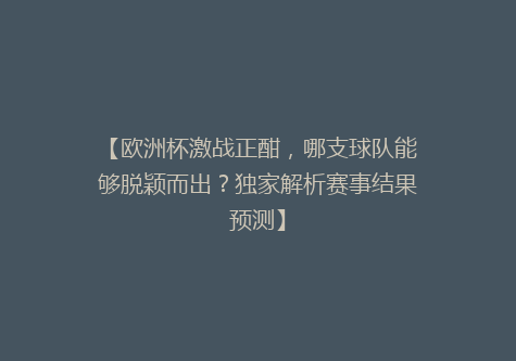 【欧洲杯激战正酣，哪支球队能够脱颖而出？独家解析赛事结果预测】