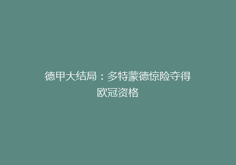 德甲大结局：多特蒙德惊险夺得欧冠资格