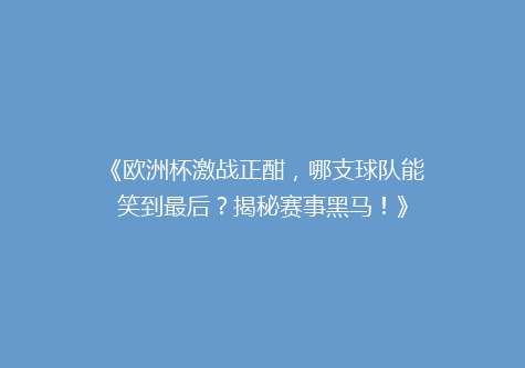 《欧洲杯激战正酣，哪支球队能笑到最后？揭秘赛事黑马！》