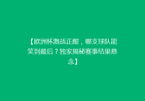 【欧洲杯激战正酣，哪支球队能笑到最后？独家揭秘赛事结果悬念】