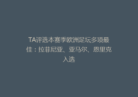 TA评选本赛季欧洲足坛多项最佳：拉菲尼亚、亚马尔、恩里克入选