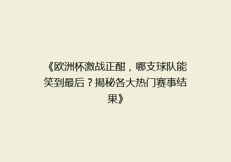 《欧洲杯激战正酣，哪支球队能笑到最后？揭秘各大热门赛事结果》