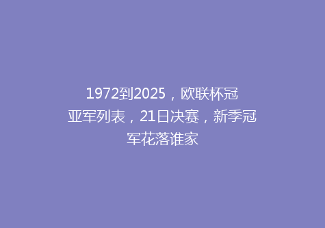 1972到2025，欧联杯冠亚军列表，21日决赛，新季冠军花落谁家