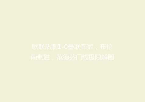 欧联热刺1-0曼联夺冠，布伦南制胜，范德芬门线极限解围