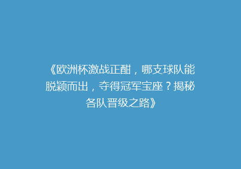 《欧洲杯激战正酣，哪支球队能脱颖而出，夺得冠军宝座？揭秘各队晋级之路》