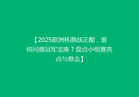 【2025欧洲杯激战正酣，谁将问鼎冠军宝座？盘点小组赛亮点与悬念】