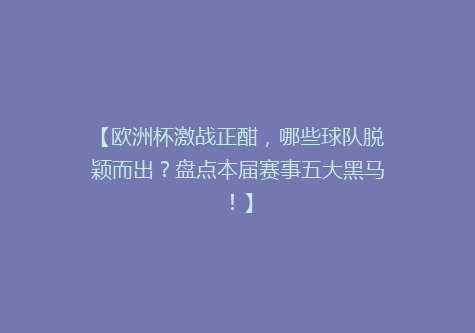 【欧洲杯激战正酣，哪些球队脱颖而出？盘点本届赛事五大黑马！】